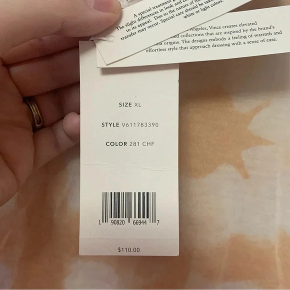 Vince Tie Dye Long Sleeve Tee Size XL NWT New - Picture 11 of 12